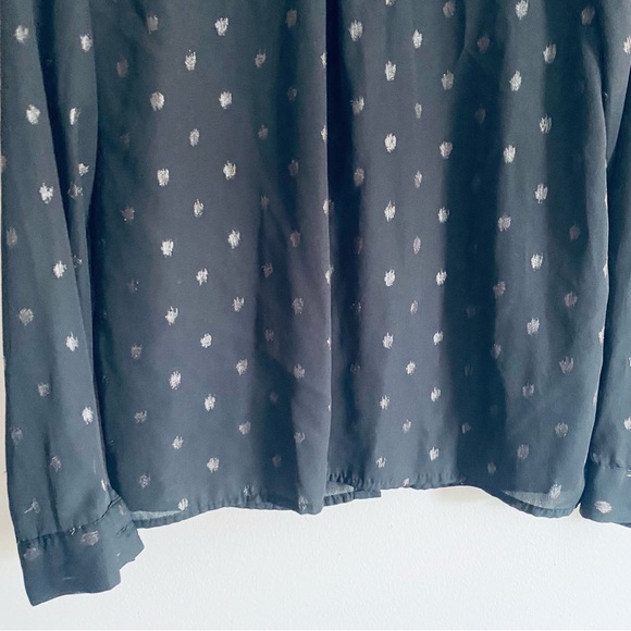 SHEIN Women's Black & Gold Polka Dot Long Sleeve Button Up Shirt Top Size Large - Picture 9 of 11